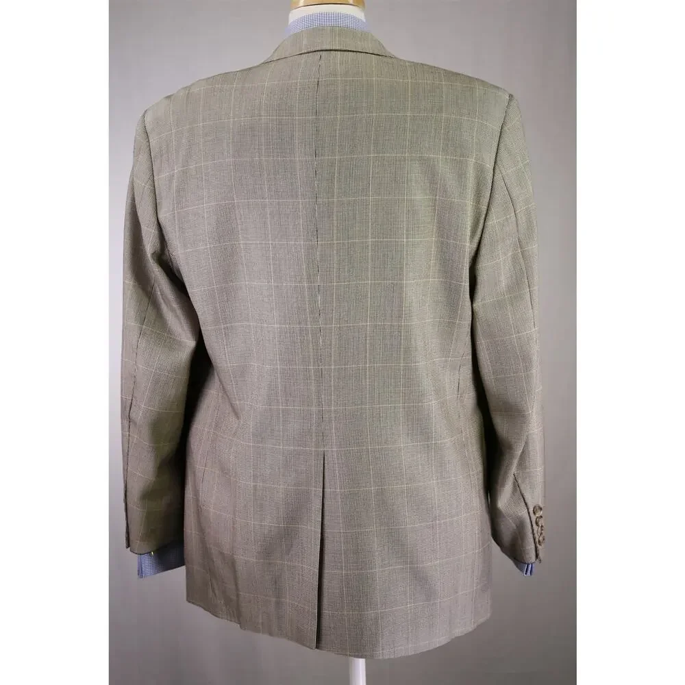 Brooks Brothers Gold Black Windowpane 2-Btn Silk Wool Sportcoat Blazer 40R